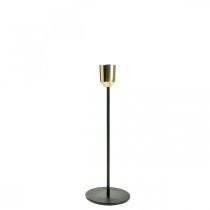 Metallinen kynttilänjalka, kynttilänjalka kulta / musta H24,5cm Ø2,2cm