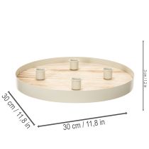 kohteita Pyöreä puinen kynttilätarjotin neljälle kartiokynttilälle, 30 cm