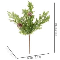 kohteita Keinotekoinen männynoksa käpyineen, lumen peitossa, 28 cm, 6 kpl