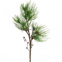 Koristeellinen männyn oksa keinotekoinen marjoilla vihreä, punainen 58cm