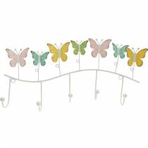 Kevätkoriste, koukkukisko perhosilla, metallikoriste, koristeellinen vaateteline 36cm