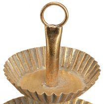 kohteita Pieni 2-kerroksinen metallinen kakkuteline antiikkikultaa Ø13cm K16,5cm