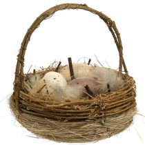 Pääsiäiskori munilla Keinotekoiset pääsiäismunat pöytäkoriste Ø16cm