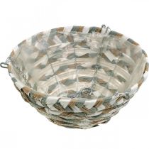 kohteita Kasvikori ripustettavaksi, kukkakori punottu valkoinen, harmaa, luonnonmukainen K16cm Ø30cm