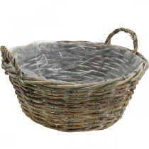 Kädensijainen kori, istutuskone, pajukuori luonnollinen, pesty valkoinen K15cm Ø35cm