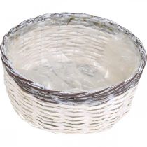 kohteita Koristeellinen pyöreä kori, valkoinen ja ruskea, Ø29cm, punottu istutusastia, lahja, hääkoristeet
