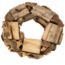 kohteita Koristeellinen seppele luonnonpuupaloista, pyöreä, 35 cm