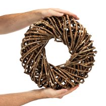 kohteita Luonnonoksista tehty pyöreä rottinkikranssi askarteluun, 35 cm