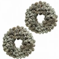 Deco seppelekäpyjä lehtikuusi ja sypressi valkoinen, glitter Ø20cm 2kpl