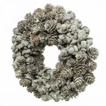 Deco seppelekäpyjä lehtikuusi ja sypressi valkoinen, glitter Ø20cm 2kpl