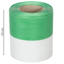 kohteita Vihreä ja valkoinen moiré-seppelenauha, 100 mm x 25 m - kansallisnauha, taftireunus, rusettinauha, koristenauha