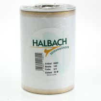 kohteita Elegantti moaré-seppelenauha kultareunalla, hääkoristeisiin, surunauha, valkoinen 150 mm x 25 m