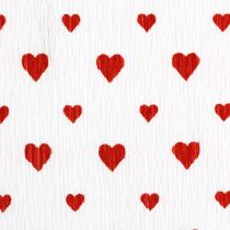 Kreppipaperi sydämillä Kukkakauppiaan kreppi äitienpäivä punainen, valkoinen 50×250cm