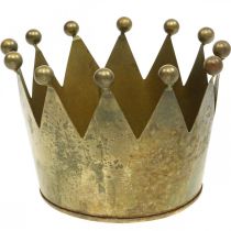 Deco-kruunu antiikkimessingin näköinen metallinen pöytäkoriste Ø14cm K9cm