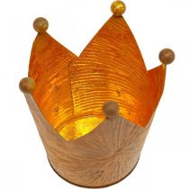 Teekynttilänpidike kruunu ruostekullan näköinen metallikoriste H11cm