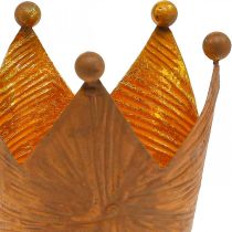 Teekynttilänpidike kruunu ruostekullan näköinen metallikoriste H10cm