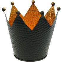 Kynttilänjalka kruunu musta kultainen pöytäkoriste metalli H13,5cm
