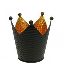 Kynttilänjalka kruunu musta kulta metallikoristeet H11cm