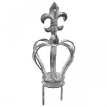 Koristeellinen tulppakruunu metallinharmaa, pesty valkoinen Ø6,5cm K12cm