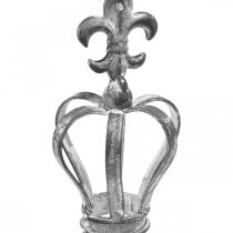 Koristeellinen tulppakruunu metallinharmaa, pesty valkoinen Ø6,5cm K12cm