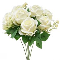 Keinotekoiset ruusut Tekokukkakimppu Ruusut Valkoinen Pick 42cm
