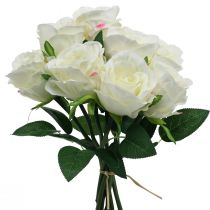 Keinotekoisia ruusuja nippuna valkoinen 30cm 8kpl