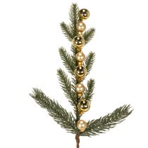kohteita Keinotekoinen kuusenoksa ja kullanvärisiä minikuusenpalloja, 46 cm, 2 kpl