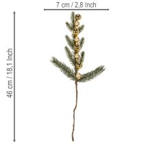kohteita Keinotekoinen kuusenoksa ja kullanvärisiä minikuusenpalloja, 46 cm, 2 kpl