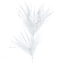 Keinotekoinen männynoksa koristeoksa valkoinen glitter L80cm