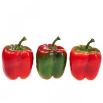 Keinotekoiset kasvikset koristelu pippuri punainen vihreä Ø 8cm K13cm 3kpl
