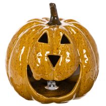 kohteita Keraaminen kurpitsa kasvoilla, LED-koriste, Halloween, 19 cm