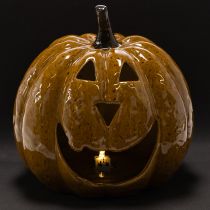 kohteita Keraaminen kurpitsa kasvoilla, LED-koriste, Halloween, 19 cm