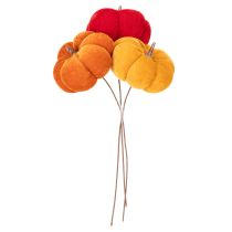 kohteita Koristeellinen kurpitsa langalla, syyskoriste, sametti, kolmivärinen setti, 8 cm, 9 palaa