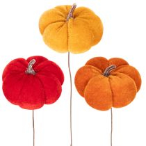 kohteita Koristeellinen kurpitsa langalla, syyskoriste, sametti, kolmivärinen setti, 8 cm, 9 palaa