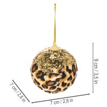kohteita Joulupallo leopardikuvio kultaisella glitterillä 7cm 3kpl
