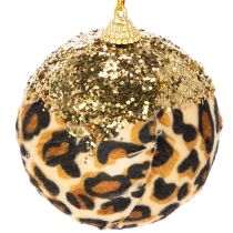 kohteita Joulupallo leopardikuvio kultaisella glitterillä 7cm 3kpl