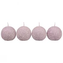 Pyöreät kynttilät Purple Snowball Glitter Ball Kynttilät 8 cm 4kpl