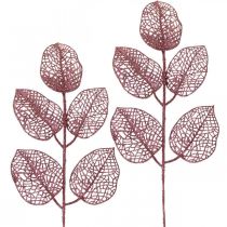 kohteita Keinotekoisia kasveja, koristelehtiä, tekooksa pinkki glitteriä L36cm 10p