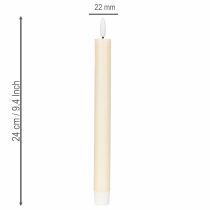 kohteita LED-kartiokynttilä, valkoinen, lämpimän valkoisella valolla, 24 cm, ajastimella, 2 kpl