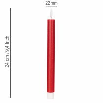 kohteita LED-kartiokynttilä, punainen lämpimän valkoisella valolla, 24 cm, 2 kpl