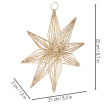 kohteita LED-koristeellinen tähti, langasta ripustettavaksi, 20 LEDiä, lämmin valkoinen, sisäkäyttöön, 22 cm