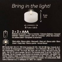 kohteita LED XL Tuikkukynttilä Valkoinen Aito Vaha Ajastimella Lämmin Valkoinen 6cm 2kpl