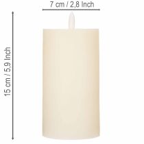 kohteita LED-pylväskynttilä aidosta vahasta, valkoinen, ajastintoiminnolla, lämmin valkoinen, 15 cm