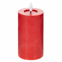 kohteita Punainen LED-pylväskynttilä ajastimella ja lämpimän valkoisella valolla, valmistettu aidosta vahasta, 15 cm