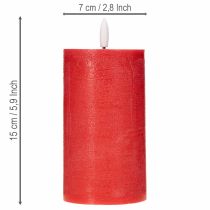 kohteita Punainen LED-pylväskynttilä ajastimella ja lämpimän valkoisella valolla, valmistettu aidosta vahasta, 15 cm