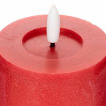 kohteita Punainen LED-pylväskynttilä ajastimella ja lämpimän valkoisella valolla, valmistettu aidosta vahasta, 15 cm