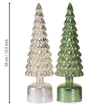 kohteita LED-joulukuusi pyörivä vihreä hopea K34cm 2 kpl