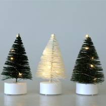 LED-joulukuusi vihreä / valkoinen 10cm 3kpl
