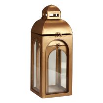 Lyhty metalli lasi metalli messinki look H50cm 2 kpl setti