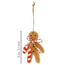 kohteita Piparkakkumies-koriste ripustukseen, puukuitua, sekalainen 8 cm, 12 kpl